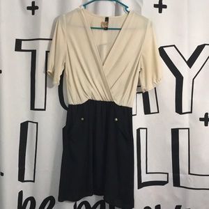 Beige and black dress